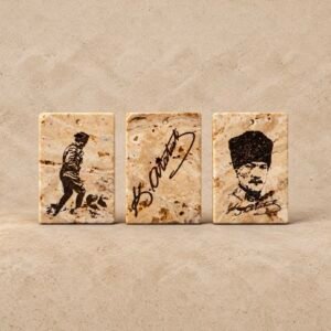 Atatürk Portreli Doğal Taş magnet