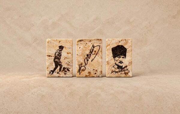 Atatürk Portreli Doğal Taş magnet