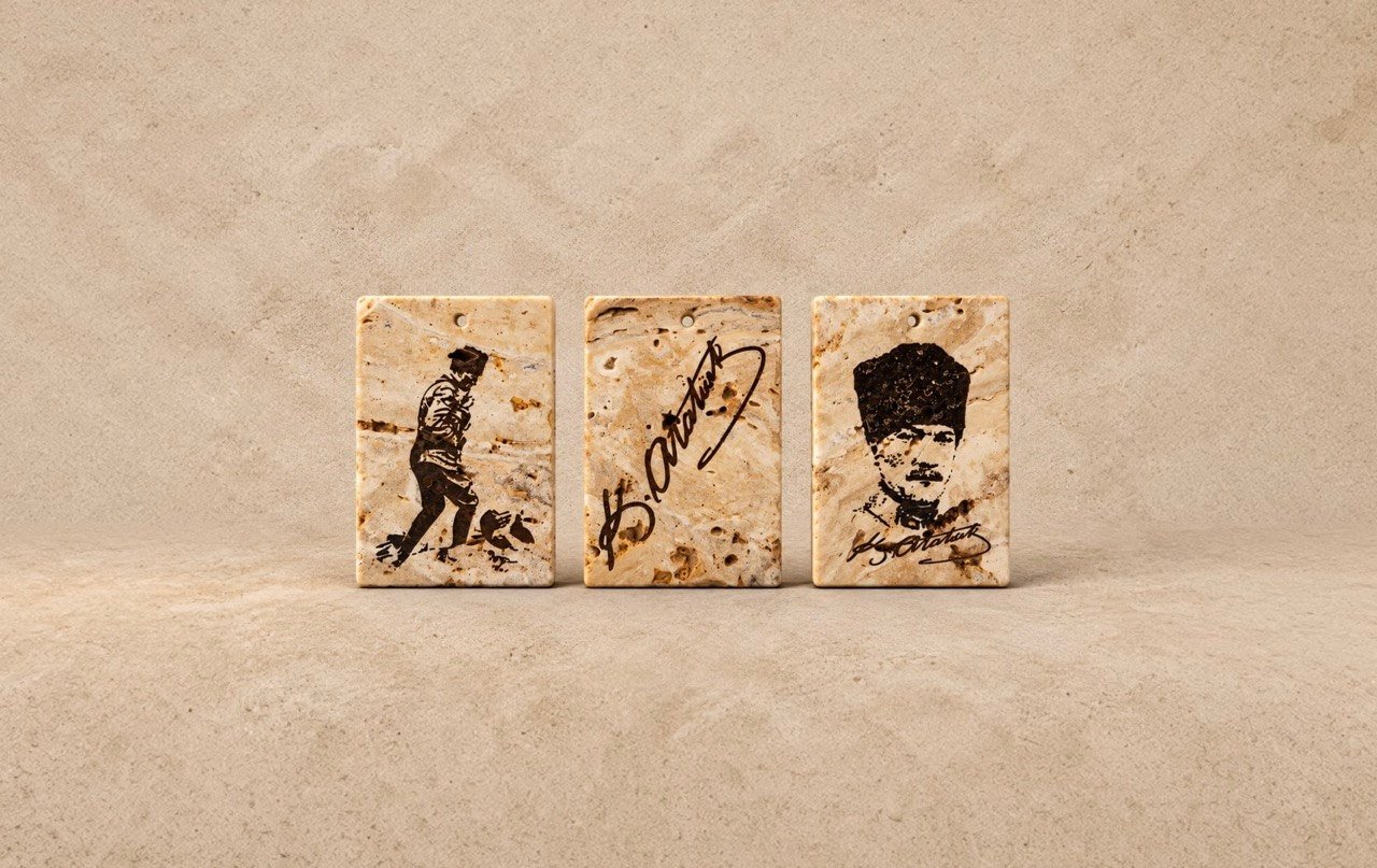 Atatürk Portreli Doğal Taş magnet